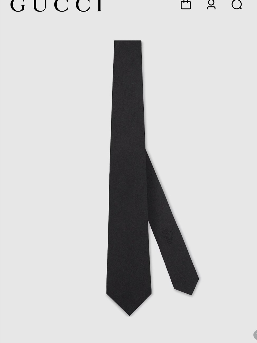 Gucci Black Jacquard Silk Tie